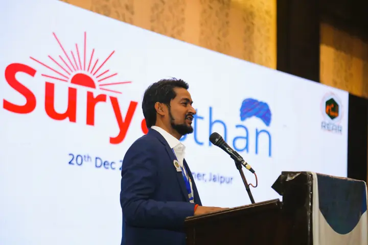 Speaker presenting at the industry gathering at Suryasthan 2025 in Jaipur